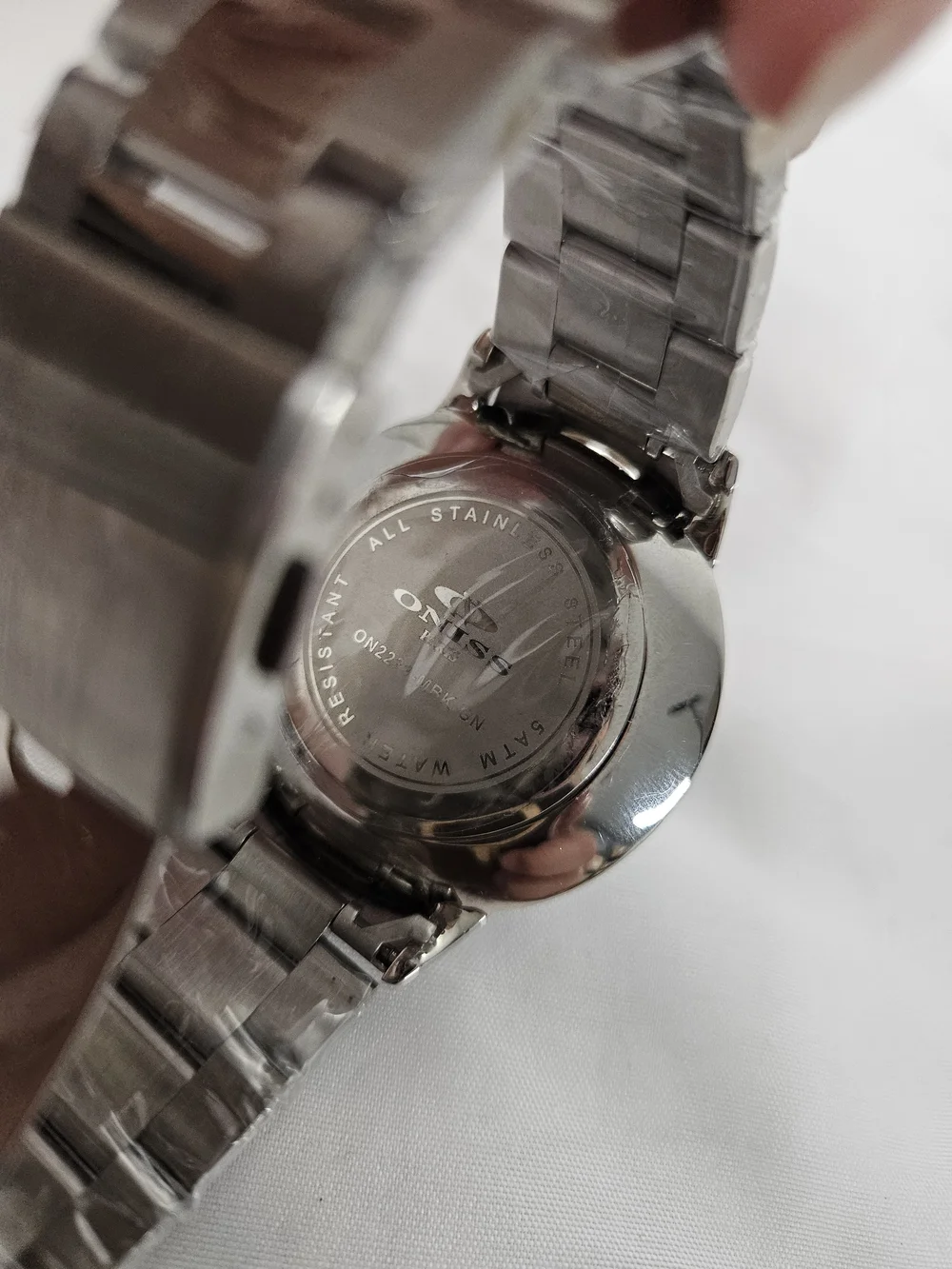 Men's Stainless Steel Watch with Black Dial and Yellow‎ Accents